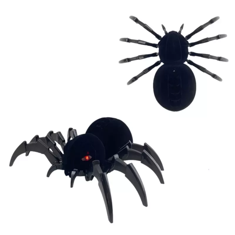 LEAN TOYS RC Black Widow Remote Control Spider Smoke Effect – nuotolinio valdymo voras su dūmų efektu