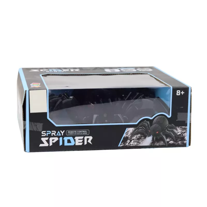 LEAN TOYS RC Black Widow Remote Control Spider Smoke Effect – nuotolinio valdymo voras su dūmų efektu