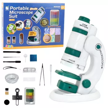 LEAN TOYS Nešiojamas edukacinis mikroskopas vaikams 2 in 1 60X/180X su priedais