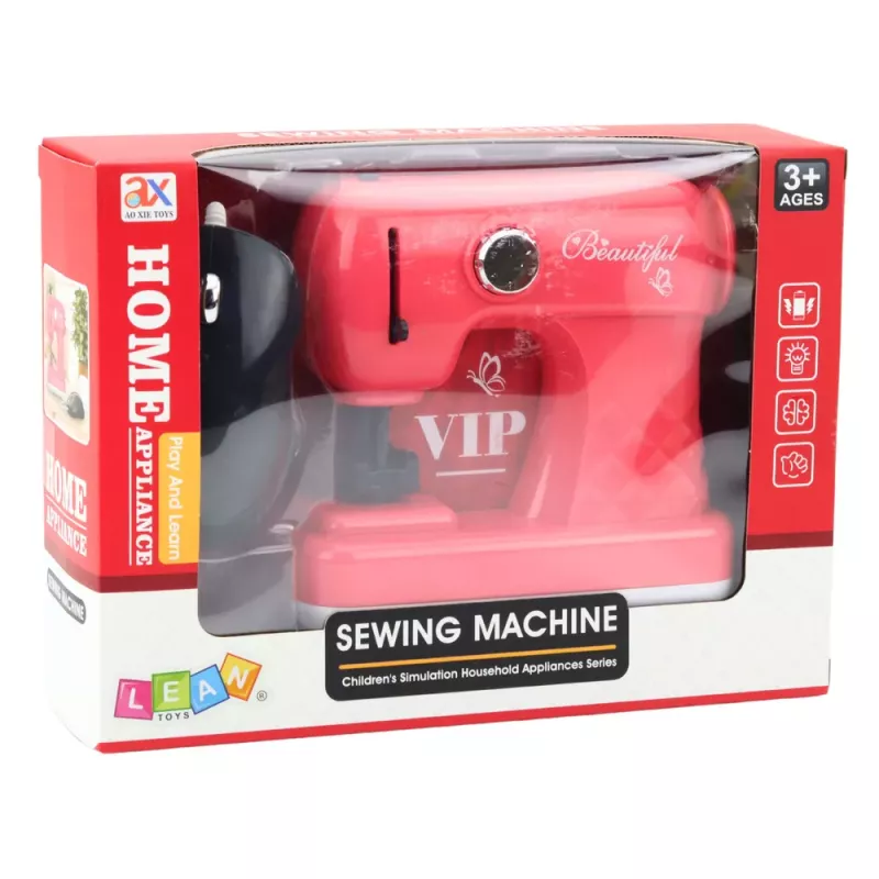 LEAN TOYS Žaislinė Siuvimo Mašina Su Pele Vaikams Šviesiai Rožinė