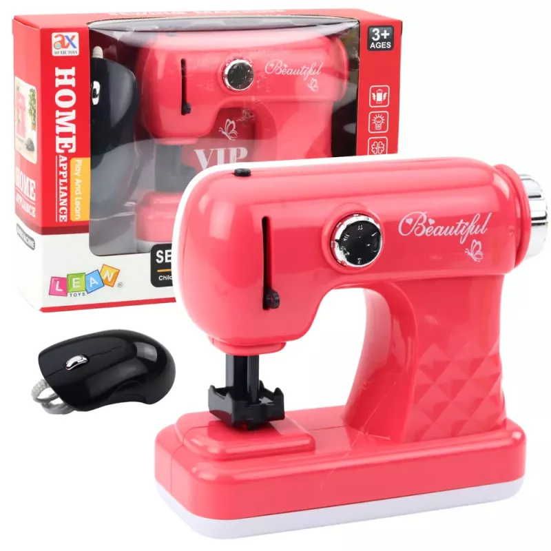 LEAN TOYS Žaislinė Siuvimo Mašina Su Pele Vaikams Šviesiai Rožinė