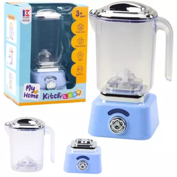 LEAN TOYS Vaikiškas virtuvinis blenderis su šviesa ir besisukančiu mechanizmu, mėlynas
