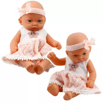 LEAN TOYS Baby Doll Pink Lace Dress with Star Headband