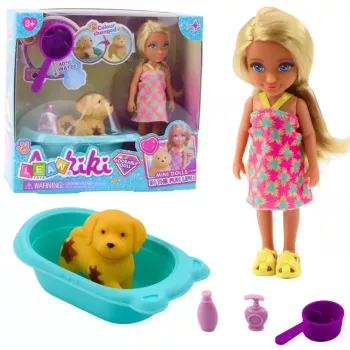 LEAN TOYS Doll Dog Bathtub Bathing Set Interactive Accessories For Girls