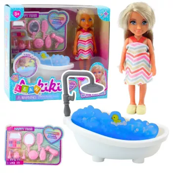 LEAN TOYS Ankiki Mini Doll Set su vonia ir priežiūros aksesuarais