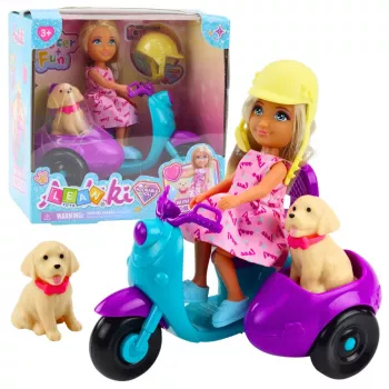 LEAN TOYS Ankiki Mini Lėlė su Triračiu Paspirtuku ir Šuneliu