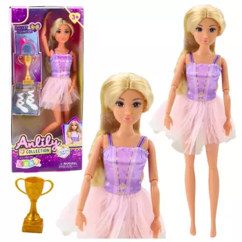 LEAN TOYS Anlily Balerinos lėlė su suknele, judančiomis galūnėmis ir aksesuarais