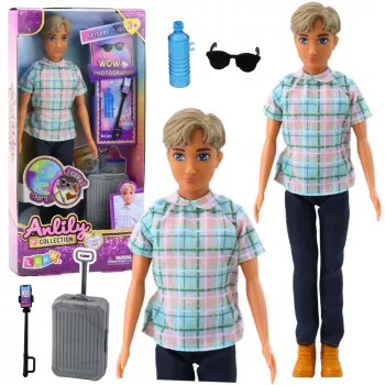 LEAN TOYS Anlily Doll Boy Accessories Suitcase Selfie Stick Glasses Bottle