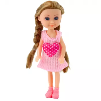 LEAN TOYS Mini Doll With Accessories Kitty Stroller Pink Doll Set