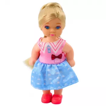 LEAN TOYS Mini lėlės rinkinys su dviem šunimis, lova, maisto dubeniu