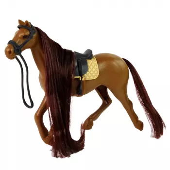 LEAN TOYS Horse With Long Mane Saddle Cup Brush Accessories Brown