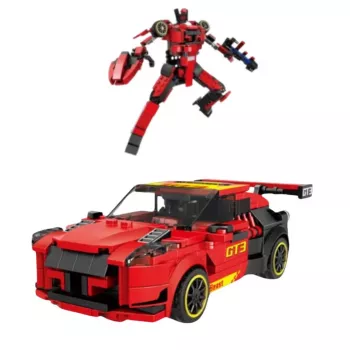 LEAN TOYS Robot Car 2in1 Construction Bricks GT3 Red 335 psl.