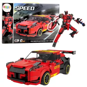 LEAN TOYS Robot Car 2in1 Construction Bricks GT3 Red 335 psl.