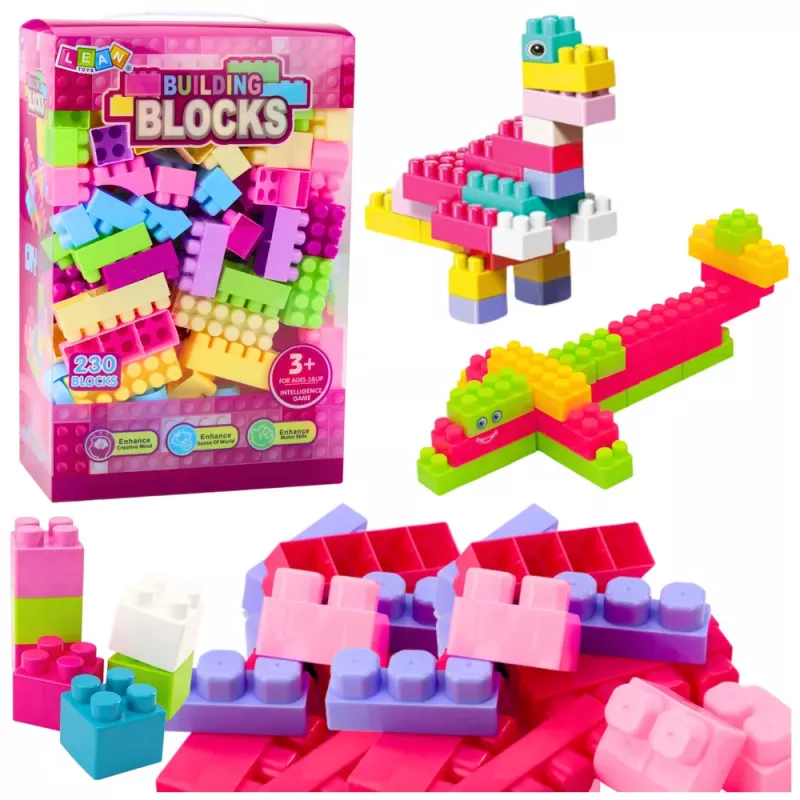 LEAN TOYS Statybiniai blokeliai edukacinėje dėžutėje 230 elementų Wafle Mini