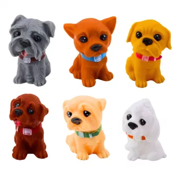 LEAN TOYS Figūrėlių rinkinys Mieli šuniukai Guma 8cm 6vnt