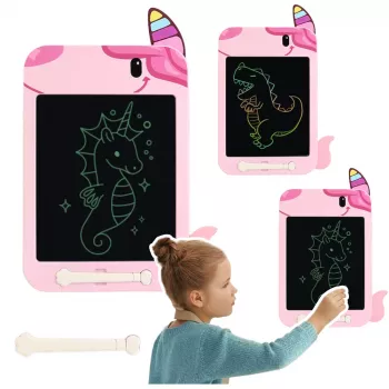 LEAN TOYS Marker Drawing Board Writing LCD Stylus Unicorn Pink 8.5 Inch