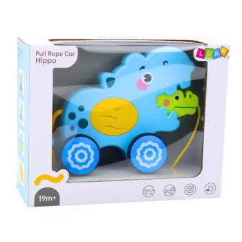 LEAN TOYS Hipopotamo traukiamas žaislas su garsais, mėlynas