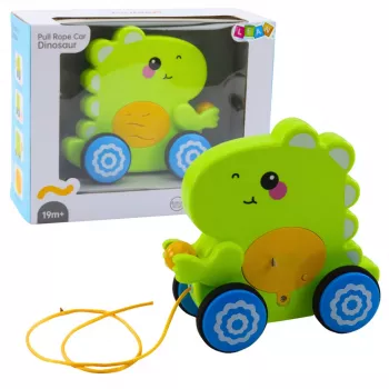 LEAN TOYS Baby Dinosaur Pull Toy Sounds Rattle Green