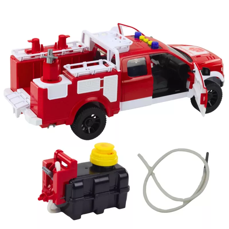 LEAN TOYS gaisrinis automobilis su vandens patranka, šviesomis ir garsais, baltas/raudonas, 1:12