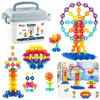 LEAN TOYS Snowflake Building Blocks Set in a Suitcase 140pcs