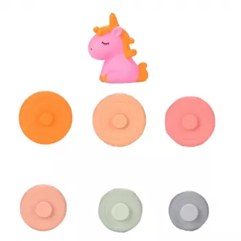 LEAN TOYS Pyramid Tower For Toddlers Rubber Soft Blocks Unicorn
