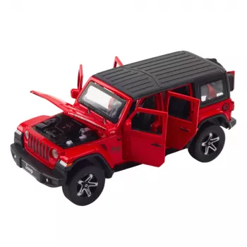 LEAN TOYS Visureigis su kemperiu, metalinis, su šviesomis ir garsais, raudonas, 1:32
