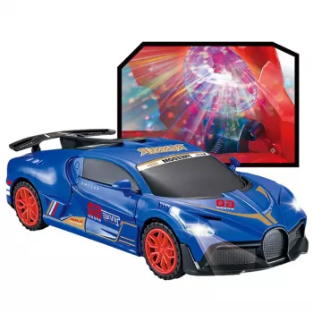 LEAN TOYS Sportinis automobilis su kliūčių jutikliu LED kamuoliu 360° sukimu šviesomis garsu mėlynas