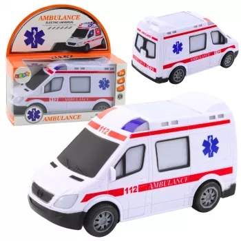 LEAN TOYS Battery Operated Ambulance with Lights and Sounds - White