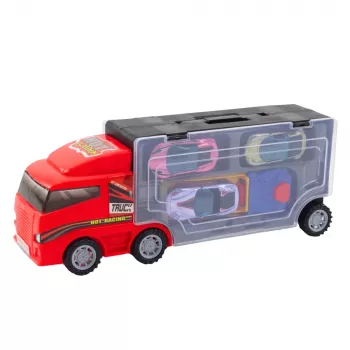 LEAN TOYS Truck with Garage with Cars Launcher 3pcs Red