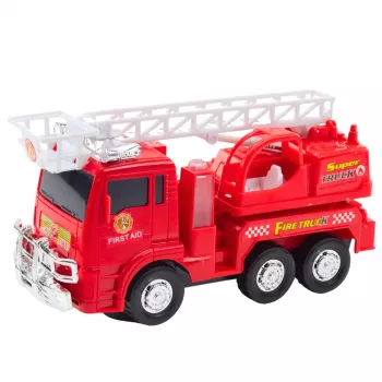 LEAN TOYS Gaisrinis Automobilis su Ištraukiamomis Kopėčiomis, Šviesomis ir Garsais