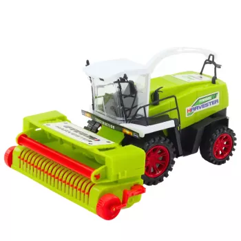 LEAN TOYS Žemės ūkio kombainas su pavara, judančios dalys, žalias