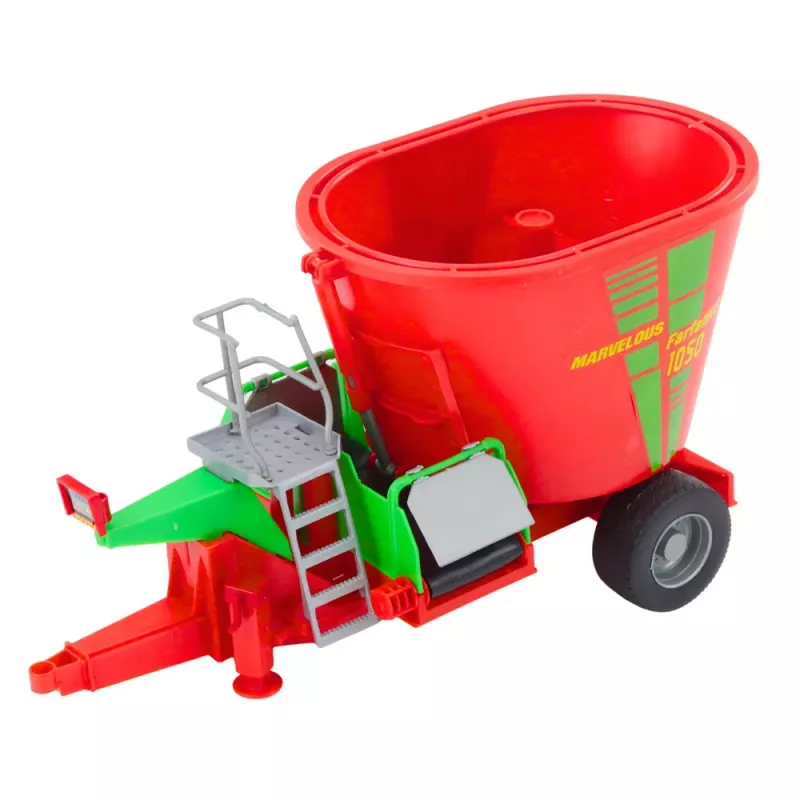 LEAN TOYS Žemės ūkio traktorius su priekaba ir pašarų maišytuvu Raudonas 60cm
