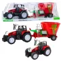 LEAN TOYS Žemės ūkio traktorius su priekaba ir pašarų maišytuvu Raudonas 60cm