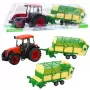 LEAN TOYS Žemės ūkio traktorius su žaliai geltona priekaba Raudonas 50cm