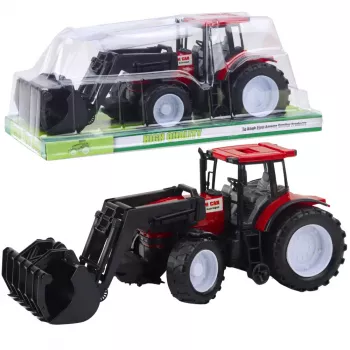 LEAN TOYS Traktorius Žemės ūkio Transporto Priemonė Ūkininkas su Griebtuvu Raudonas