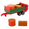 LEAN TOYS Žemės ūkio traktorius su žaliu priekabu ir raudonu šienu 62cm