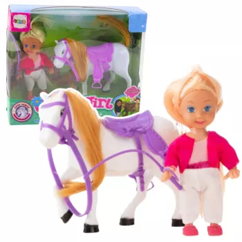 LEAN TOYS Mini lėlės rinkinys su žirgo jodinėjimo kostiumu ir balnu