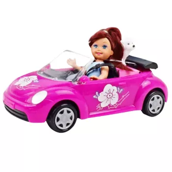 LEAN TOYS Mini Doll Car Cabriolet Dog Set