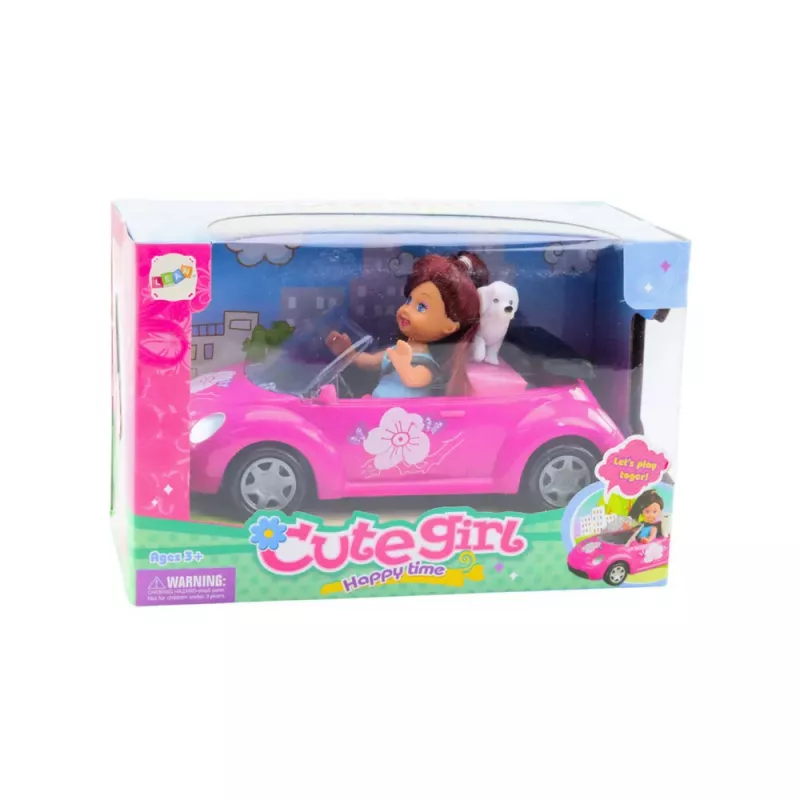 LEAN TOYS Mini Doll Car Cabriolet Dog Set