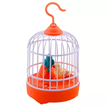 LEAN TOYS Battery Operated Bird Cage Lights Sounds Orange