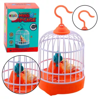 LEAN TOYS Battery Operated Bird Cage Lights Sounds Orange