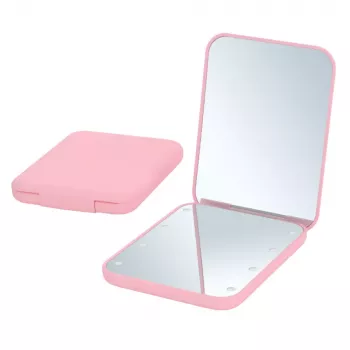 LEAN Pocket Makeup Mirror with LED Lights Pink