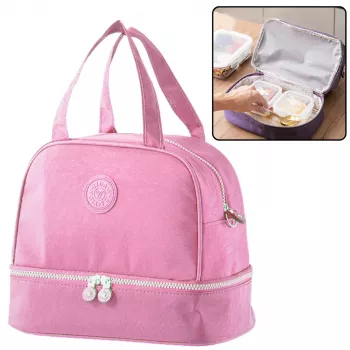 LEAN Thermal Insulating Breakfast Bag with Adjustable Strap Pink 27cm