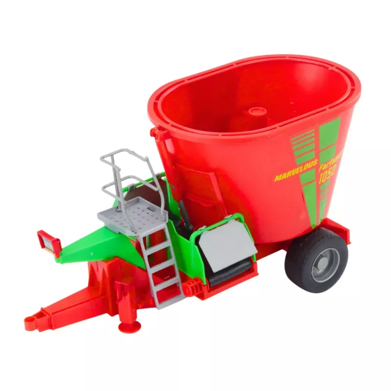 LEAN TOYS Green Agricultural Tractor with Trailer and Feed Mixer 50cm