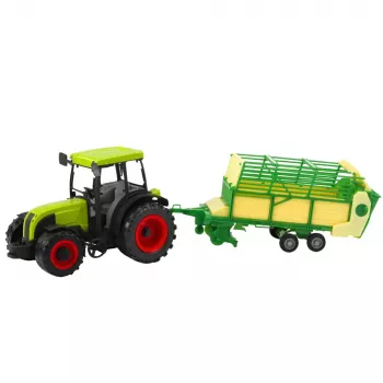 LEAN TOYS Žemės ūkio traktorius su žaliai geltona priekaba, žalias, 50 cm
