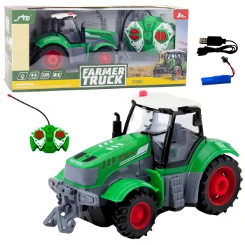 LEAN TOYS nuotoliniu valdymu RC žemės ūkio traktorius žalias 1:24