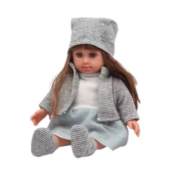 LEAN TOYS Baby Doll in Blue Dress, Hat, Sweater, Gloves - 36.5 cm