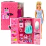 LEAN TOYS Lėlė su Drabužių Spinta Rožiniai Rūbai Mados Apsirengimo Rinkinys