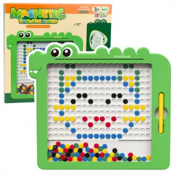 LEAN TOYS Magnetinė lenta Dinozaurų mozaika Žalia 20 kortelių