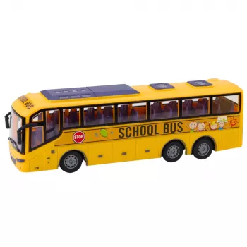 LEAN TOYS RC School Bus 1:30 nuotolinio valdymo autobusas su šviesomis, geltonas